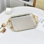 Luxury Gold Silver Serving Tray Middle Eastern Style Decorative Fruit Jewelry Dessert Nut Snack Plate For Home Room Display