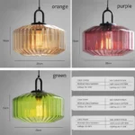 Modern colored glass pendant lamp illuminating a cozy dining room with vibrant hues