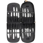 Durable knife carrying case with 21 pockets for chef knives and kitchen utensils