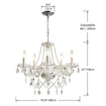 Elegant crystal chandelier illuminating a modern living room with sparkling light