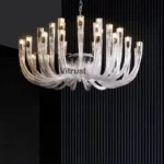 Art Deco Design Elegant Lighting Fixture Luxury Crystal Chandelier Hanging Geometric Hollow Glass Chandelier Ceiling Light