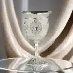 European Gemstone Rose Metal High Footed Wine Cup Wedding Toast Cup Household Wine Glass Holiday Gift – side view