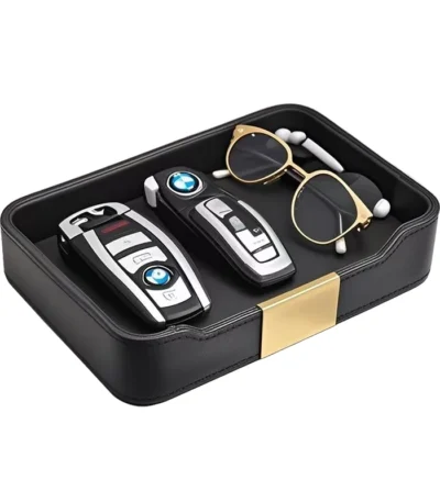 PU Leather Desk Organizer Tray for Key Wallet Electronics Storage box Office Desk Storage Organizer Watch Glasses Display