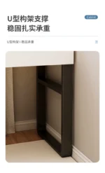 Modern wooden dressing table with mirror and 5 drawers – makeup vanity desk with LED lights and stool in bedroom setting