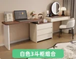 Goldoma Modern Minimalist Wooden Dressing Table with Mirror and Stool