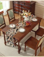 French Vintage Chenille Table Runner Roman Holiday Embroidery Dinning Table Decor Waterproof Christmas Decorative Tablecloth