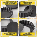 10PCS 4 Inch Mini Egg Tart Pan Molds with Removable Round Bottom Nonstick Pie Tart Bakeware Mold or Mousse Cake Dessert Baking - Image 3