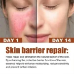 Product with a rose petal, indicating soothing properties for sensitive skin.