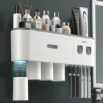 Magnetic Toothbrush Holder Storage Rack Automatic Toothpaste Dispenser Wall-Mounted Waterproof Bathroom Storage Accessories
