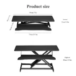 37" Wide Stand Up Desk Riser, Home Office Height Adjustable Standing Desk Converter – side view