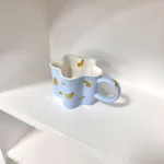 Plum Blossom Cute Girl Ceramic Cup Creative High Value Mug Pink Cherry Water Bottle Children's Breakfast Milk Cups, 320ml