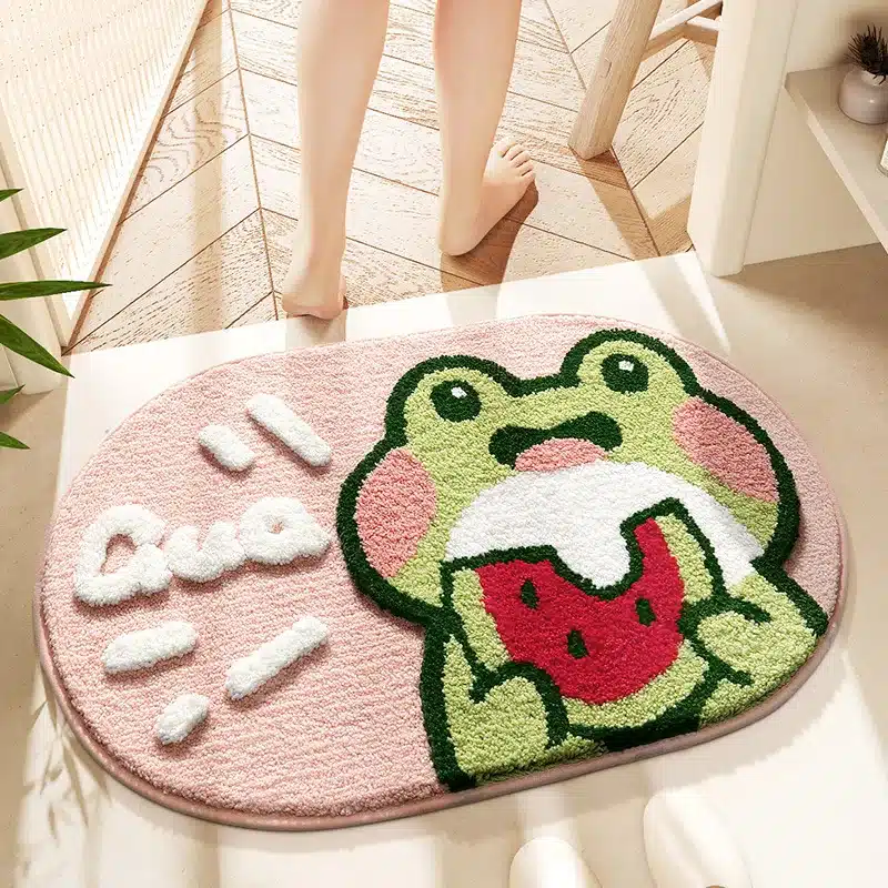 40*60cm Bath Mat Cute Pink Cartoon Frog Bathroom Carpet Bathtub Entrance Waterproof Slip-resistant 40*60cm Bath Mat Cute Pink Cartoon Frog Bathroom Carpet Bathtub Entrance Waterproof Slip-resistant Foot Mats Toilet Shower