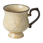 Hibiscus Cup Medieval Relief Tall Mug French Ceramic Coffee Cups Water Cup Large Capacity Milk Cup, 300ml – top view