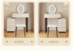 Modern Nordic vanity table with storage drawers and mirror in bedroom setting