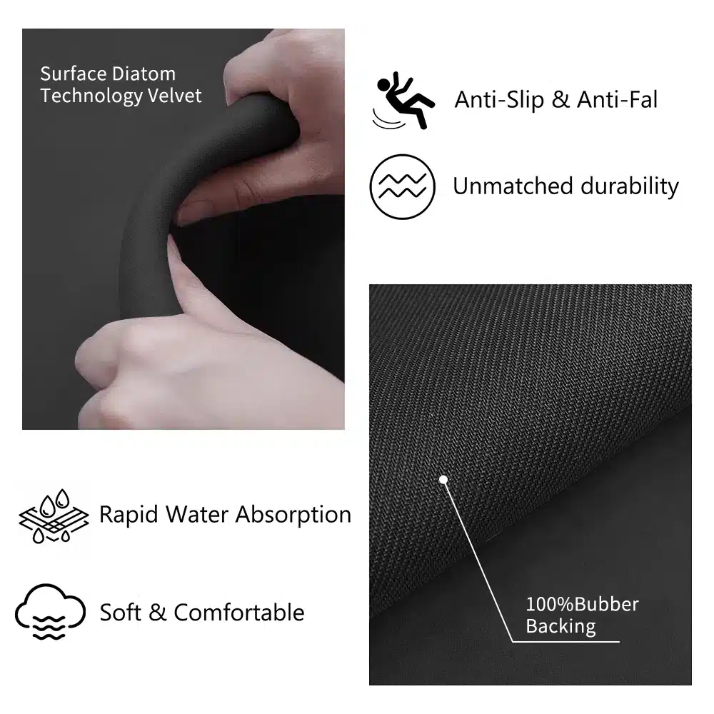 Cute Black Cat Shaped Quick-Dry Diatomaceous Earth Bath Mat Funny Cat Lovers Soft Diatom Mud Absorbent Floor Mat