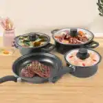 12-Piece Non-Stick Cookware Set Cooking Pot with Lid Milk Pot Maifan Stone Frying Pan Cooking Pot Set for All Hob – top view