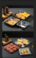 Golden Square Stainless Steel Food Service Tray plate set Nonstick Bakeware Fruit Cookie Bread Plate Kitchen Storage Container - Image 41