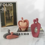 Nordic Morandi  Art Couple Statue Decoration Hom Ceramic Matte Couples Model Office Desk Decor Figurines for Living Room Gift
