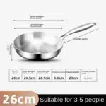 316 Stainless Steel Deep Fryer Non Stick Frying Pan Cooking Steak Kitchen Cookware Gas Stove Induction Cooker Universal Milk