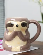 Breakfast milk cup Creative sloth shaped mug Cute cartoon ceramic cup Ceramic office mug Kitchen utensils and supplies – in