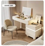French dressing table with mirror and four drawers in creamy white finish for bedroom