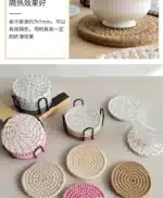 4Pcs 11x11cm Small Round Cotton Woven Coffee Mug Tea Cup Coaster Table Placemat Plate Mat Kitchen Insulation Pad – close-up