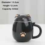 Creative Cartoon Black/White Lucky Cat With Cover Filter Tea Water Separation Office Cup Household Gifts Personal Mug, 1Pc