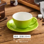 Creative Color 150ml Espresso Cup with Saucer Home Dessert Plate Tea Cup Couple Mug Gift Office Mug Tabletop Decoration – in