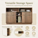 4 Drawer File Cabinet, Fluted Wood Lateral Filing Cabinet with Lock and Charging Station for Home Office, Printer,