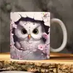 3D cute owl mug 11oz creative coffee mug bird lover friends christmas gift mug home juice cup – in a cozy room setting