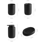 Nordic Ceramic Bathroom Lotion Bottle Press Hand Sanitizer Bottle Mouthwash Cup Toothbrush Holder Black Liquid Soap