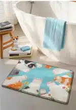 Cute Cartoon Cat Bath Mat - Super Soft Memory Foam Bathroom Rug, Fast Absorbing Quick Dry, Non-Slip Shower Mat for Kids