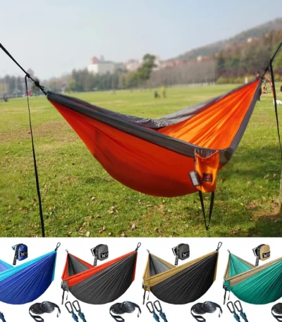 Upgrade Camping Hammock Outdoor Tourist Hanging Hammocks Portable Parachute Nylon Hiking Hammock For Backpacking Travel