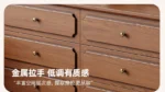 Minimalist oak wood dressing table with mirror, stool, and six drawers in a modern bedroom setting