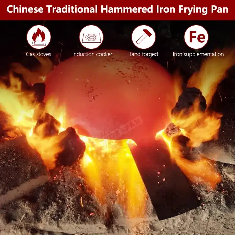 Cast Iron Frying Pan Hand hammering Uncoated Skillet Fried Egg Steak Kitchen Pan for Gas Stove Induction Cooker 30cm
