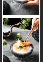 Planet Bowl Molecular Cuisine Creativity Imitation Volcano Stone Ball Place Round Smoke Cup Black Tableware – top view