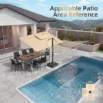 10 X 13 FT Cantilever Patio Umbrella with Base Included & Led Lights Outdoor Rectangle Offset Large Double Top,