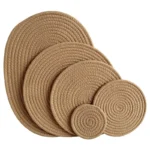 Rope Woven Thermal Insulation Placemat, Home Kitchen Cotton Meal Mat, Dining Table Decor, Cup Coaster, Pot Pad, Europe,
