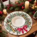 4pcs Christmas Vintage Placemat Merry Christmas Party Decoration 2025 Xmas Santa Claus Placemat Navidad Natal New Year Gift