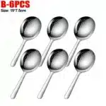 Stainless Steel Serving Spoons Dining Soup Rice Spoon with Drain Hole Heat Insulated Handle Kitchen Utensils Restaurant