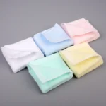 Soft kids washcloth in solid color, cotton face towel for baby bath