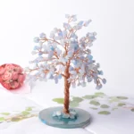 Aquamarine Lucky Tree Natural Crystal Tree Handmade Gemstone Decoration Agate Slices Stone Mineral Ornaments Office Decor