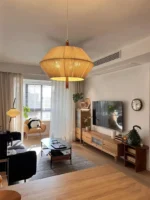 Wabi Sabi Hemp Rope Rattan Led Pendant Light For Living Room Dining Room Bar Hotel Wood Chandelier Hanging Lamp Fixture
