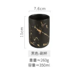 Creative Marbled Gold Plated Mouthwash Cup Couple Toothbrush Holder Bathroom Accessories Ceramic Mouthwash Cup Home