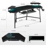 Aero 72 Inch Gaming Desk with Keyboard Tray, Large Computer Desk Led Lights, Wing-Shaped Monitor Stand , Customized