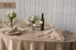 Elegant dinner napkin set with velvet table cloth on dining table