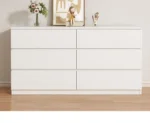 White dressing table with mirror, 6 drawers, and matching stool for bedroom vanity and makeup storage