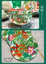 Tropical Rainforest Series Western Food Plate, Rice Bowl, Soup Pot, Tableware, Wizard of Oz Bone Porcelain Tableware, Gift