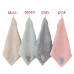 1Pc 25x25cm Small Square Cartoon Animal Hand Towel Wall Hanging Super Absorbent Kitchen Coral Fleece Dishcloth – angled view