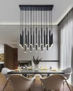 Antique brass hanging lamp with seeded glass in a traditional dining area.